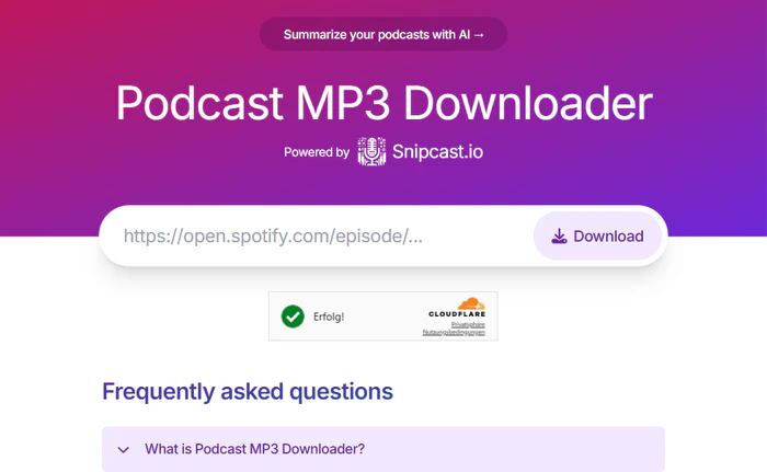 Snipcast.io Podcast MP3 Downloader
