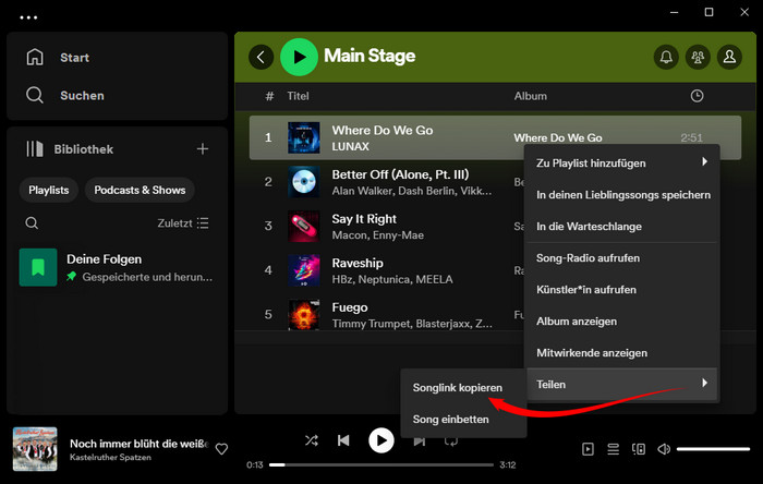 Songlink kopieren