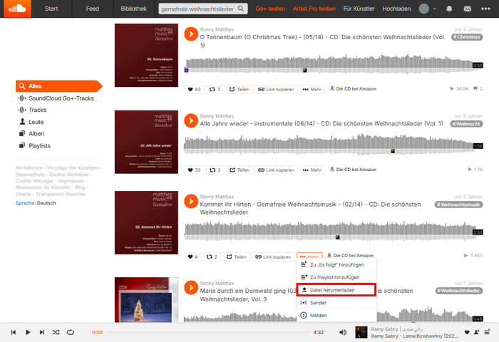lizenzfreie Weihnachtslieder bei SoundCloud