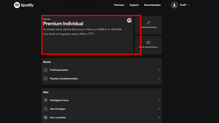 Spotify Abo-Status prüfen