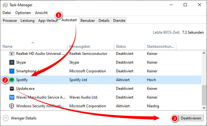 Spotifiy Autostart bei Task-Manager ausschalten