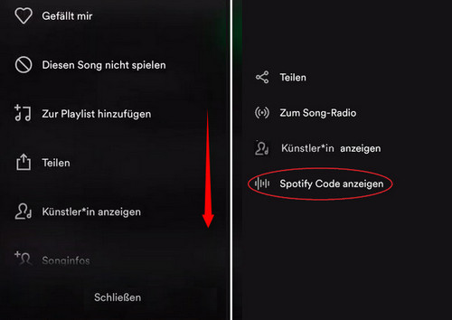Spotify Code in der Spotify-App anzeigen