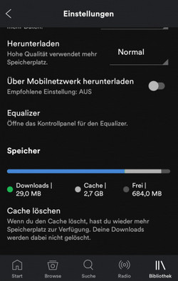 Spotify Speicher