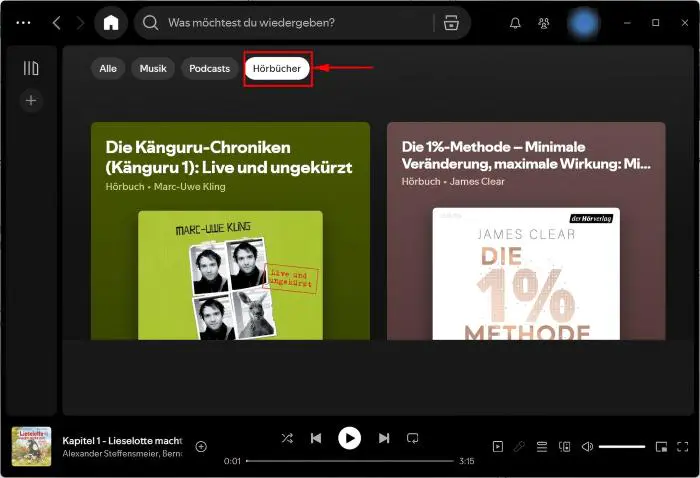 Spotify Hörbuch Schnittstelle
