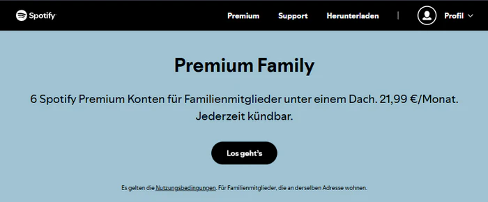 Spotify Premium Family beitreten