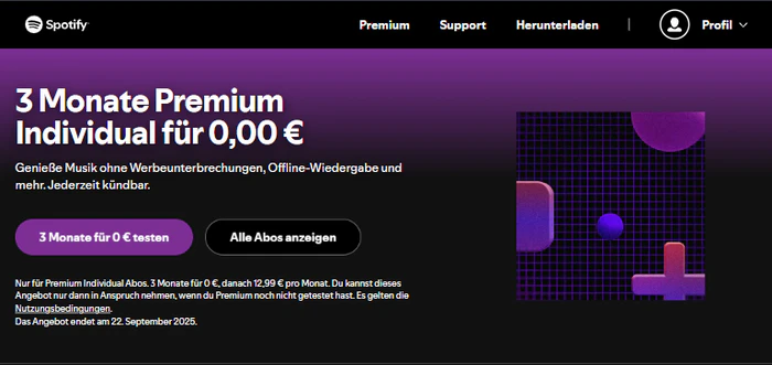 Spotify Premium kostenlos mit offiziellen Spotify-Angeboten holen