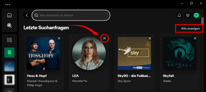 Spotify Suchverlauf anzeigen