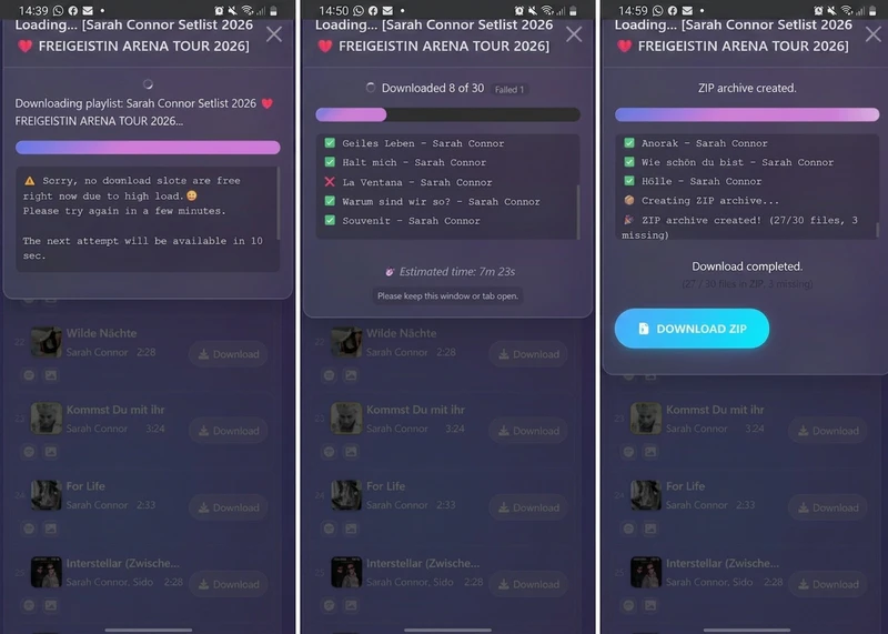 Spotisaver Download-Vorgang im Test