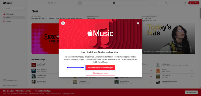 Apple Music Studentenzertifikat