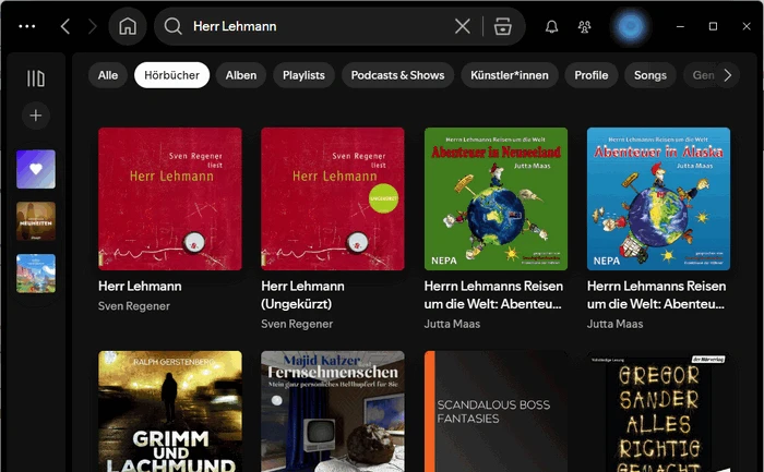 Spotify Hörbücher suchen