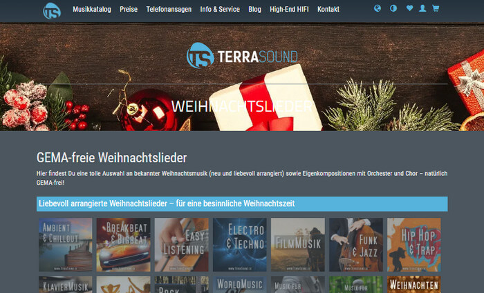 gemafreie Weihnachtslieder bei TerraSound