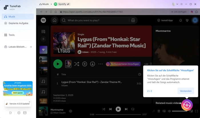 TuneFab Playlist hinzufügen