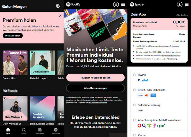 Upgrade auf Spotify Premium