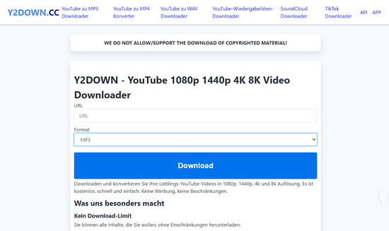 Y2DOWN YouTube zu MP3 Downloader