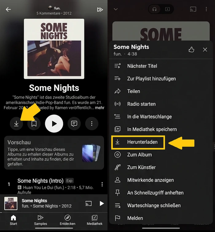 YouTube Music Manuelle Downloads