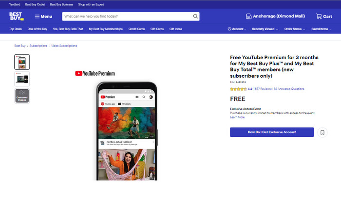 YouTube Premium 3 Monate gratis bei Best Buy