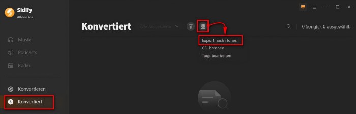 Sidify All-In-One Musik zu iTunes speichern