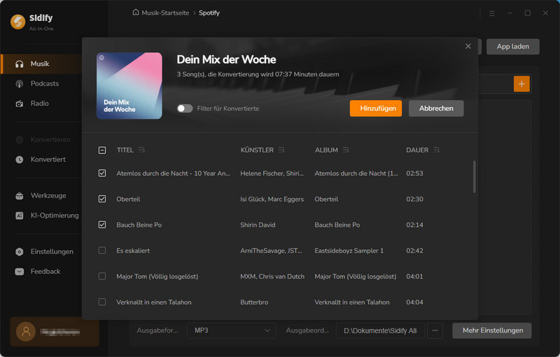 Sidify All-In-One Musik Wählen