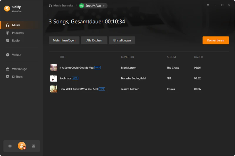 Sidify All-In-One Musik Liste