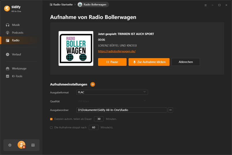 Hören Radio von Sidify All-In-One