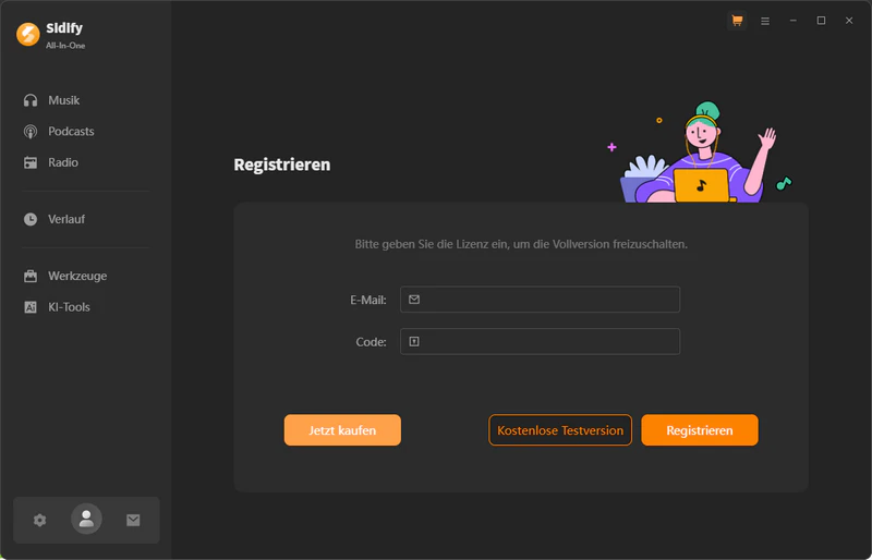 Sidify All-In-One registrieren