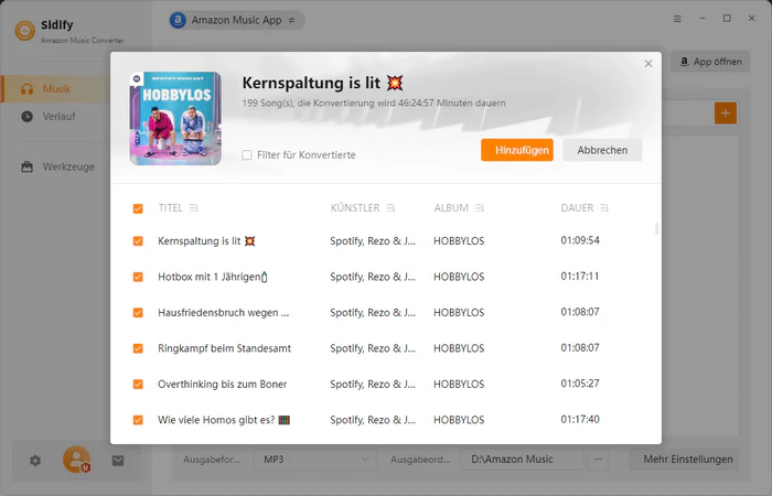 Musik hinzufügen