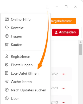 Log-Datei finden