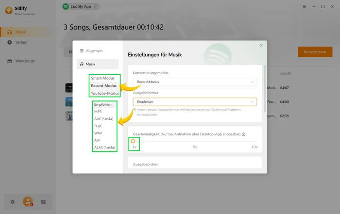 Sidify Einstellungen