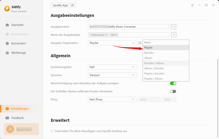 Einstellungen von Spotify Songs anpassen