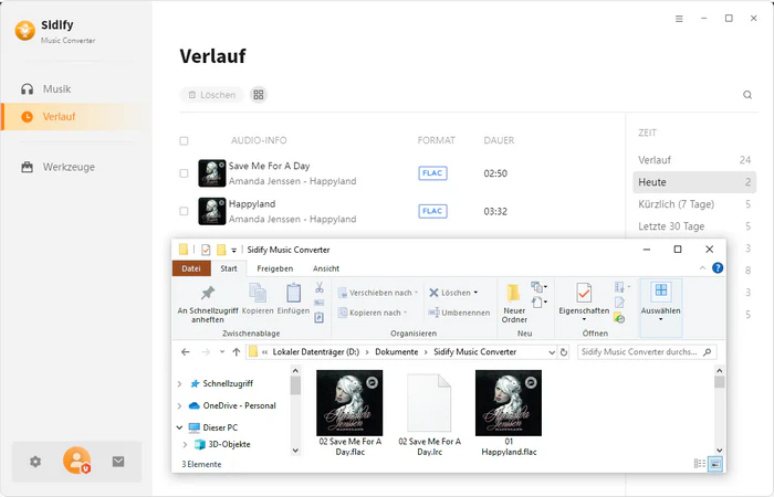 Alle umgewandelten FLAC-Dateien finden