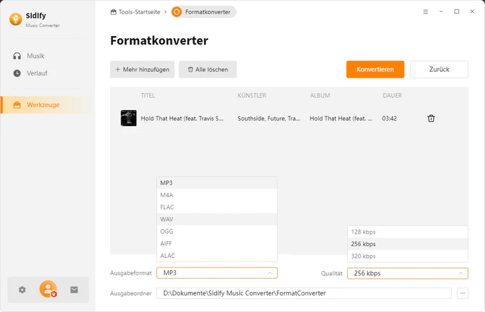 Musikdateien in MP3/M4A/AAC/WAV/OGG konvertieren