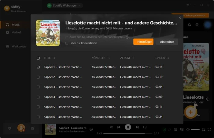 Musik in Sidify Spotify Music Convert Hinzufügen