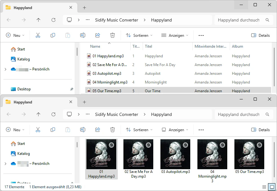 Die heruntergeladene Spotify Songs lokal überprüfen