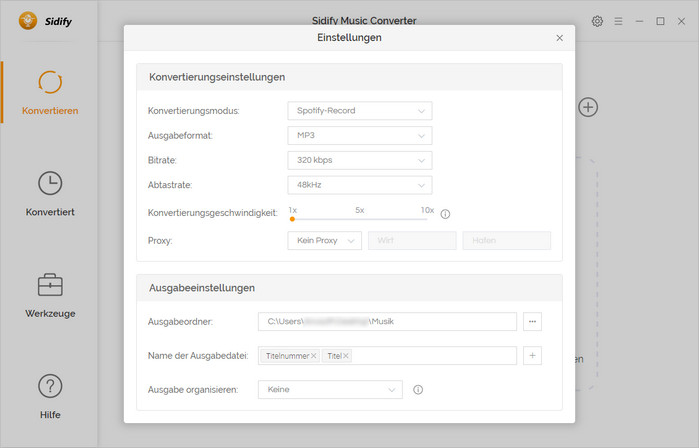 Audioformat und Audioqualität auswählen