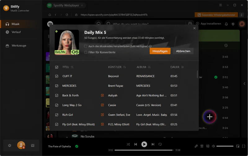 Musikvideos von Spotify auswählen
