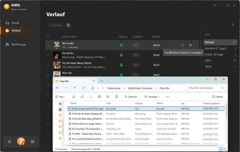 Musikvideos und Spotify-Musik lokal finden
