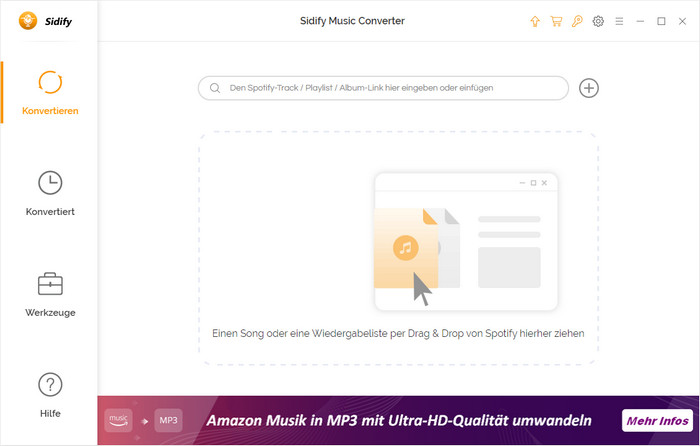 Hauptschnittstelle von Sidify Music Converter Free