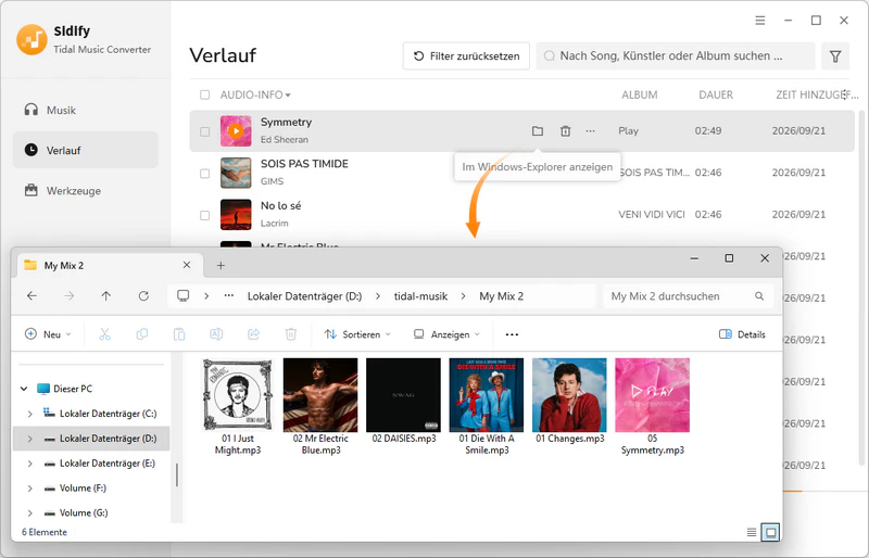 Tidal MP3 lokal finden