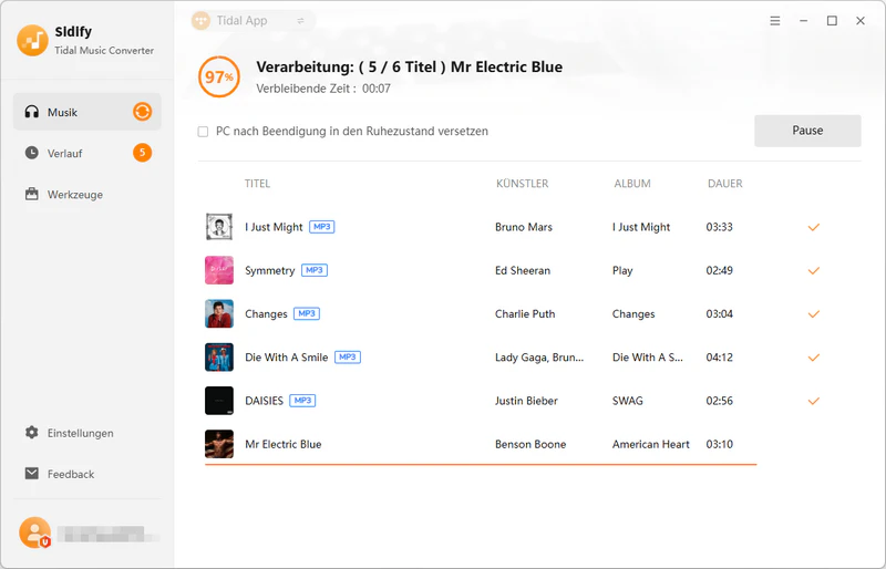 Tidal Musik in MP3 konvertieren