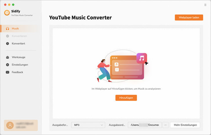 Hauptoberfläche von YouTube Music Converter