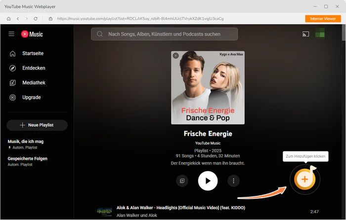 YouTube Musik zur Konvertierung hinzufügen