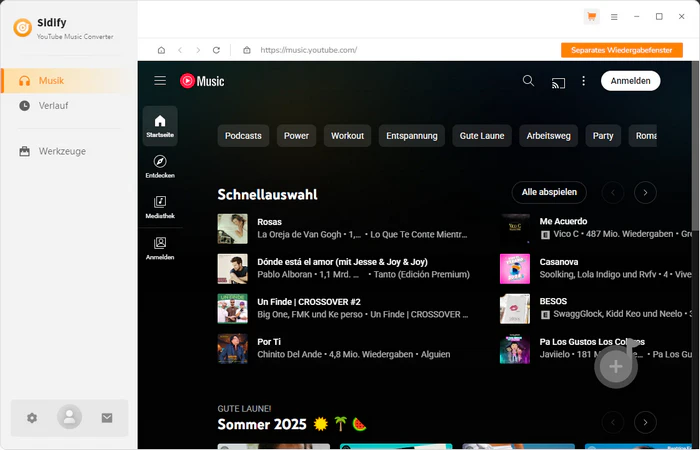YouTube Musik suchen