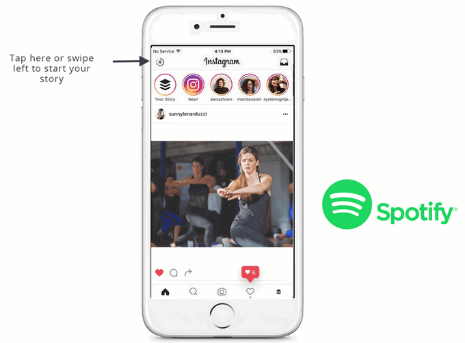Fügen Sie Musik von Spotify zu Instagram Story hinzu