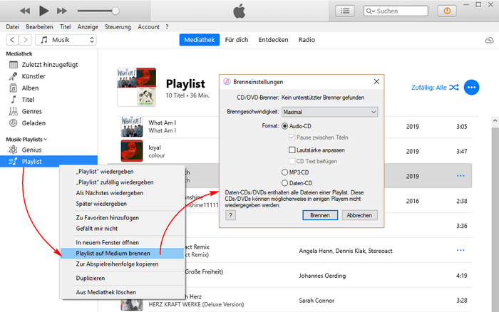 Apple Music auf CD brennen