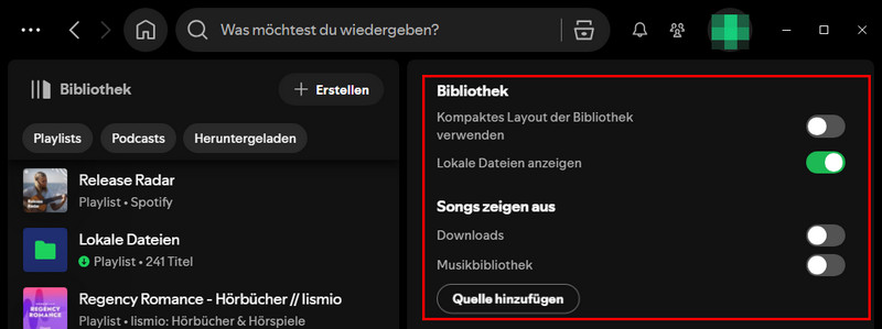 Lokale Dateien unter Einstellungen aktivieren