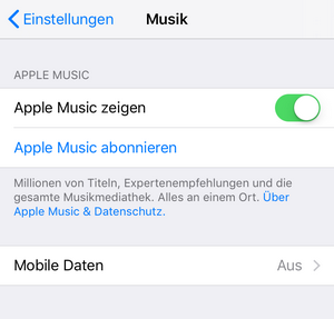 Schalte die iCloud-Musikbibliothek ein