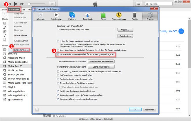 iTunes Einstellungen