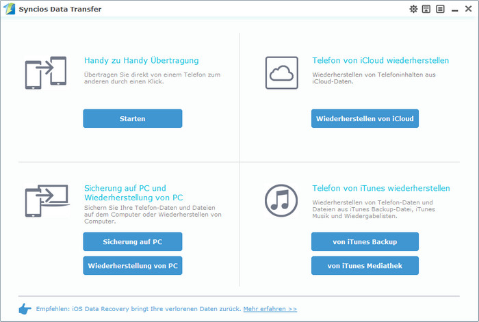 Syncios Data Transfer Homepage