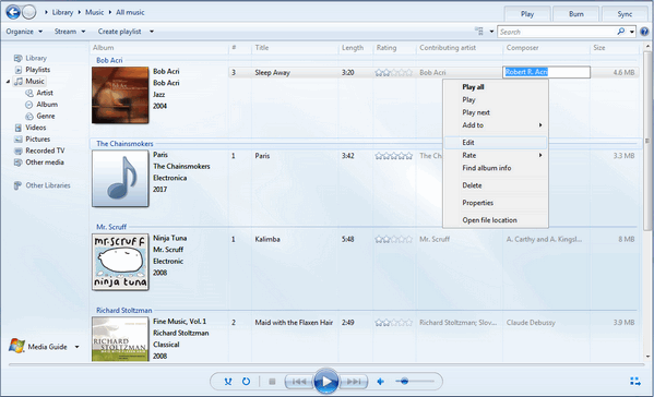 Musik Tags mit Windows Media Player bearbeiten
