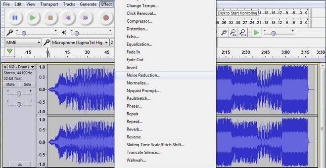 Rauschunterdrückung für die Aufnahme von Audio